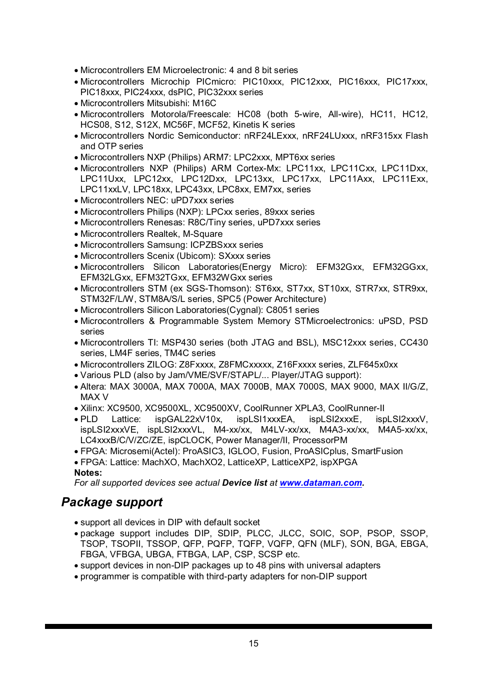 Package support | Dataman 848Pro2 User Manual | Page 15 / 50