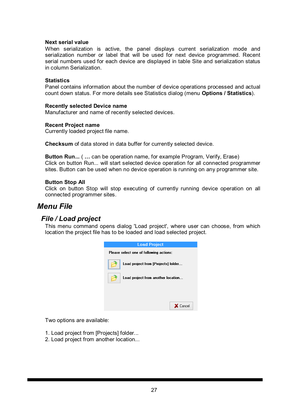 Menu file, File / load project | Dataman 848Pro2 User Manual | Page 27 / 50