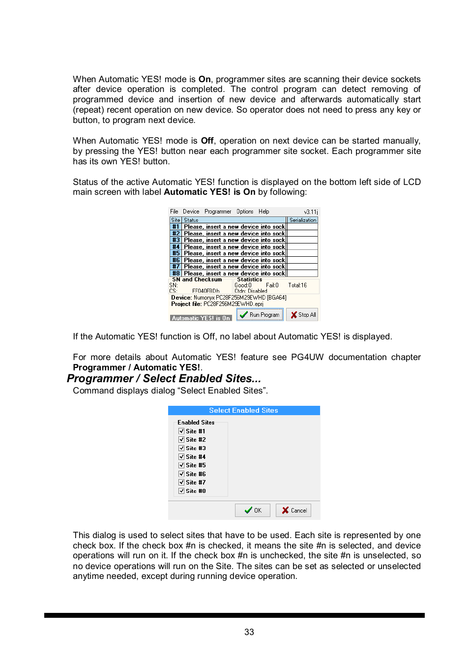 Programmer / select enabled sites | Dataman 848Pro2 User Manual | Page 33 / 50