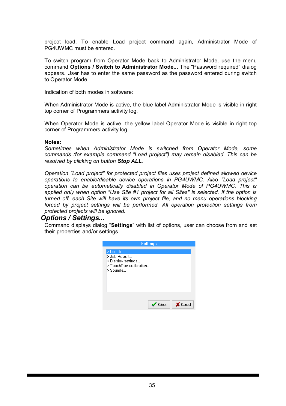 Options / settings | Dataman 848Pro2 User Manual | Page 35 / 50