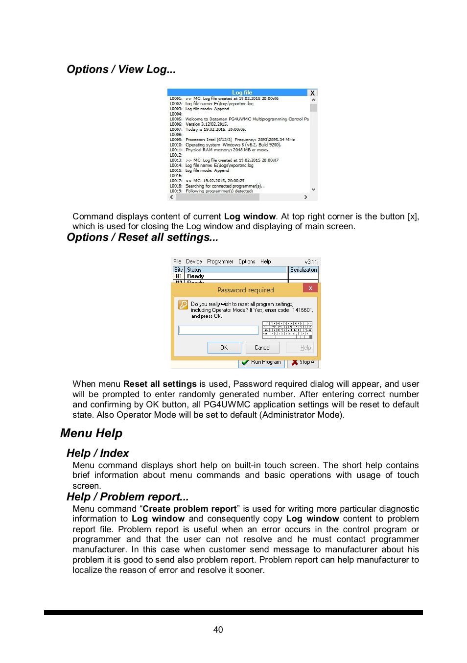 Menu help | Dataman 848Pro2 User Manual | Page 40 / 50