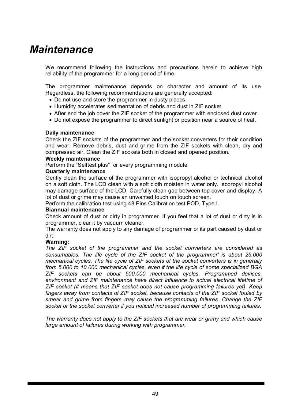 Maintenance | Dataman 848Pro2 User Manual | Page 49 / 50