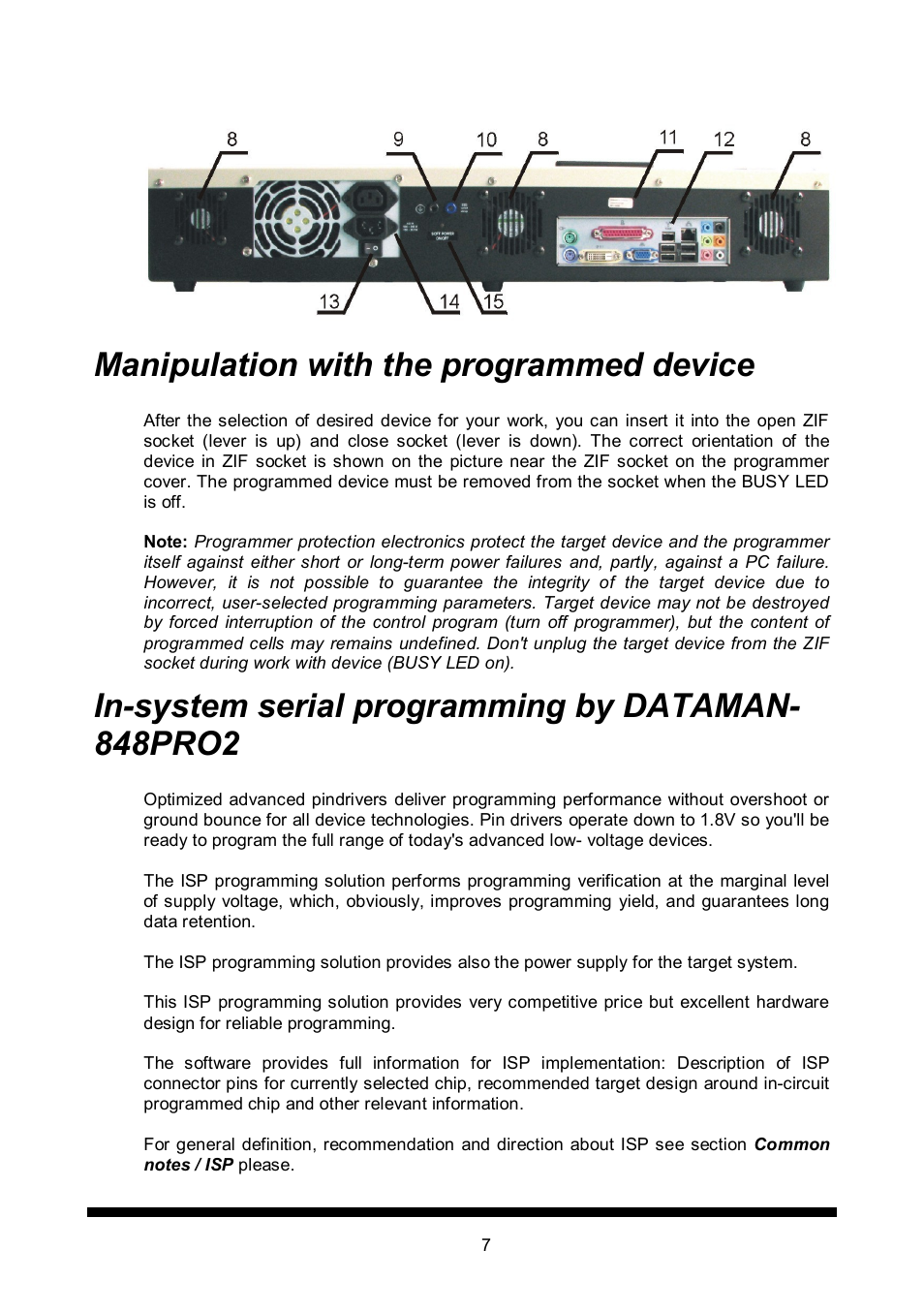 Manipulation with the programmed device, In-system serial programming by dataman-848pro2, In-system serial programming by dataman- 848pro2 | Dataman 848Pro2 User Manual | Page 7 / 50