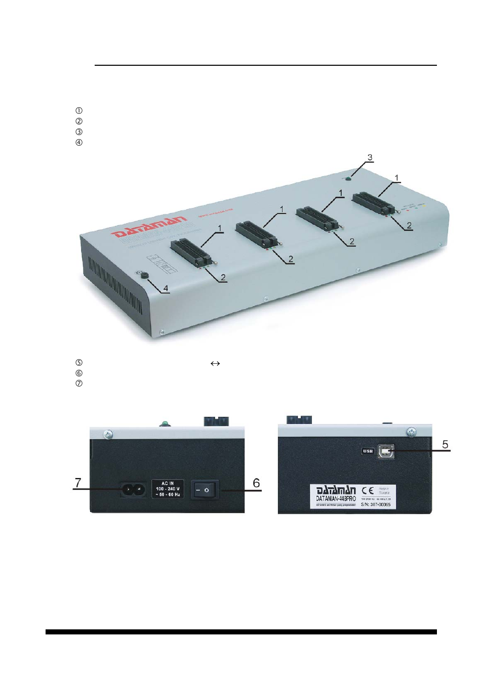 Dataman-448pro elements, Manipulation with the programmed device | Dataman 448Pro User Manual | Page 6 / 29