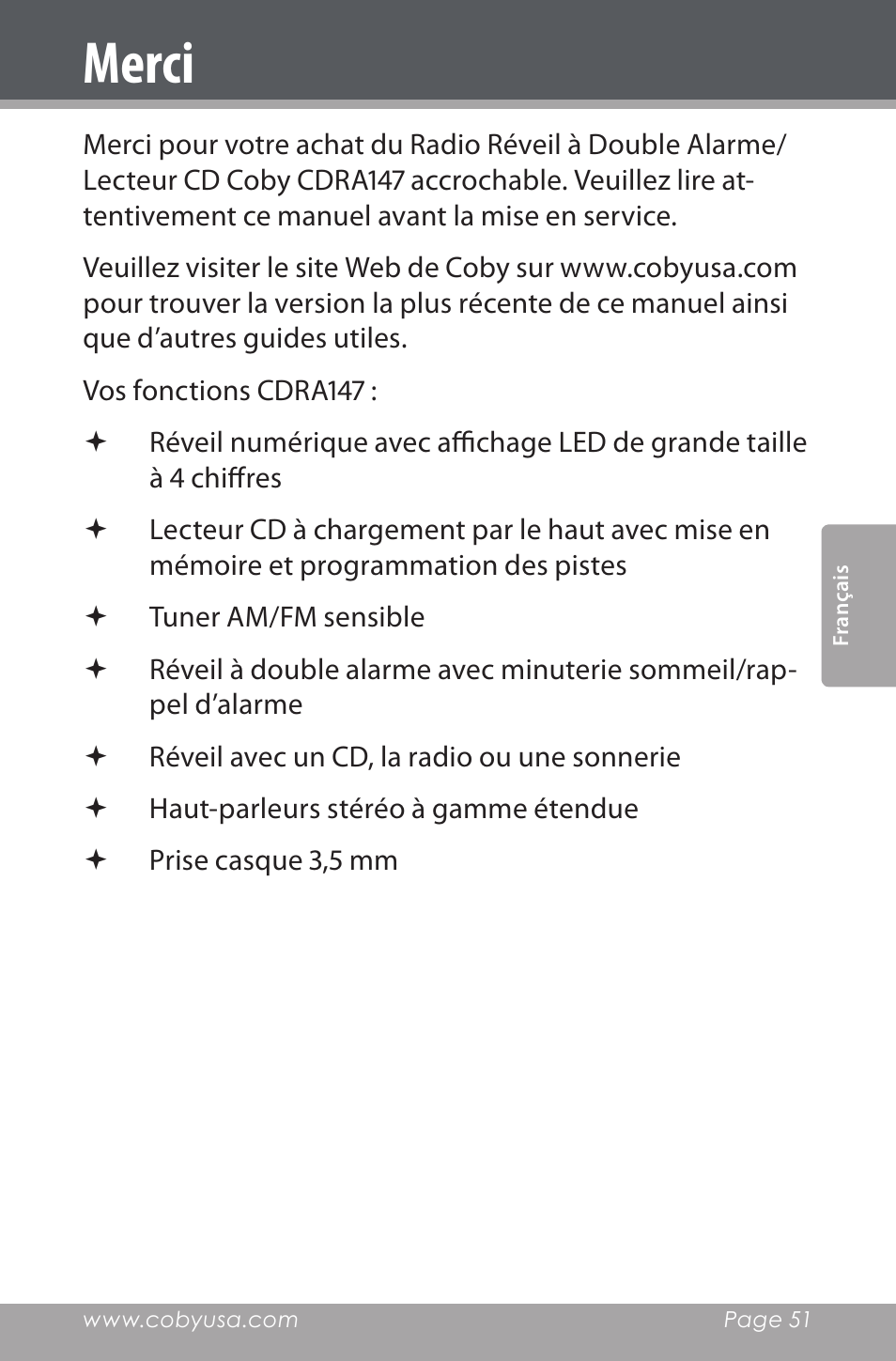 Merci | COBY electronic CDRA147 User Manual | Page 51 / 76