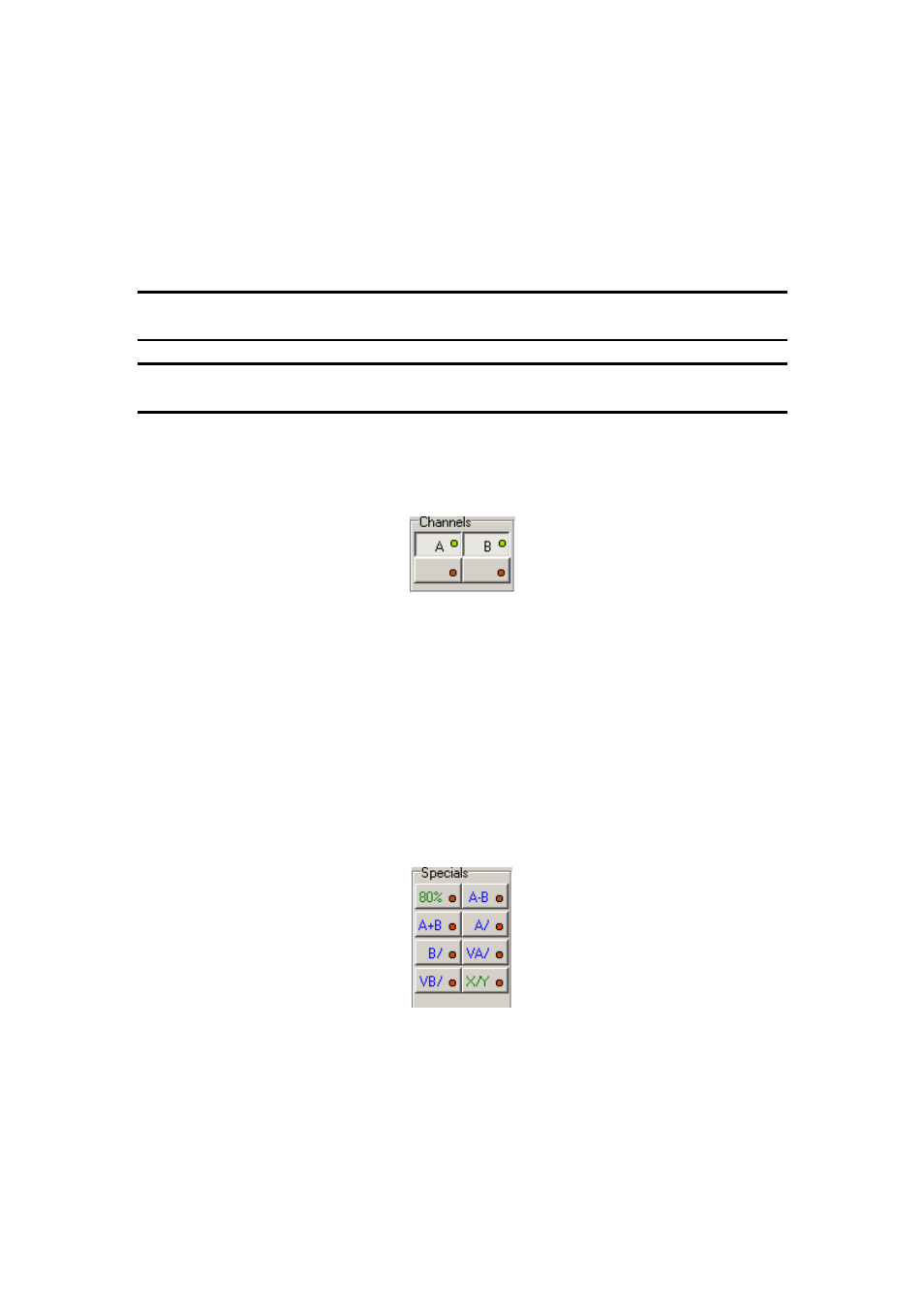 Channel display controls, Special functions controls | Dataman 520 Series User Manual | Page 47 / 94