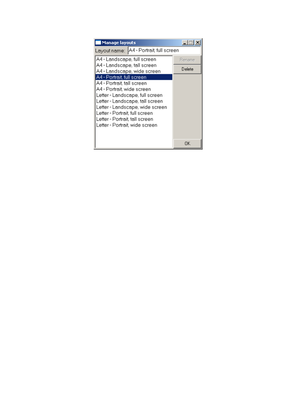 Vertical shift calibration, Fig. 5.1.2.1. - layout manager window | Dataman 520 Series User Manual | Page 64 / 94