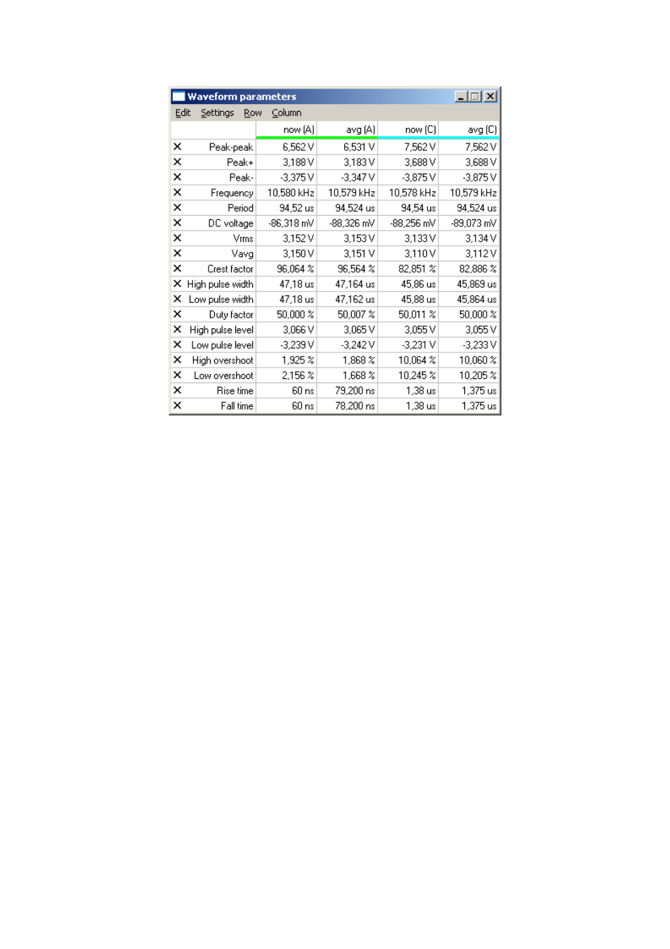 Fig. 6.11.1. – waveform parameters window | Dataman 520 Series User Manual | Page 78 / 94