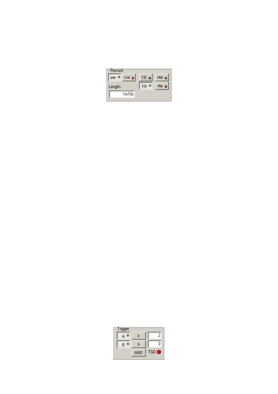 Data acquisition mode control, Trigger controls, Fig. 4.8.1 – data acquisition mode controls | Dataman 520 Series User Manual | Page 17 / 39