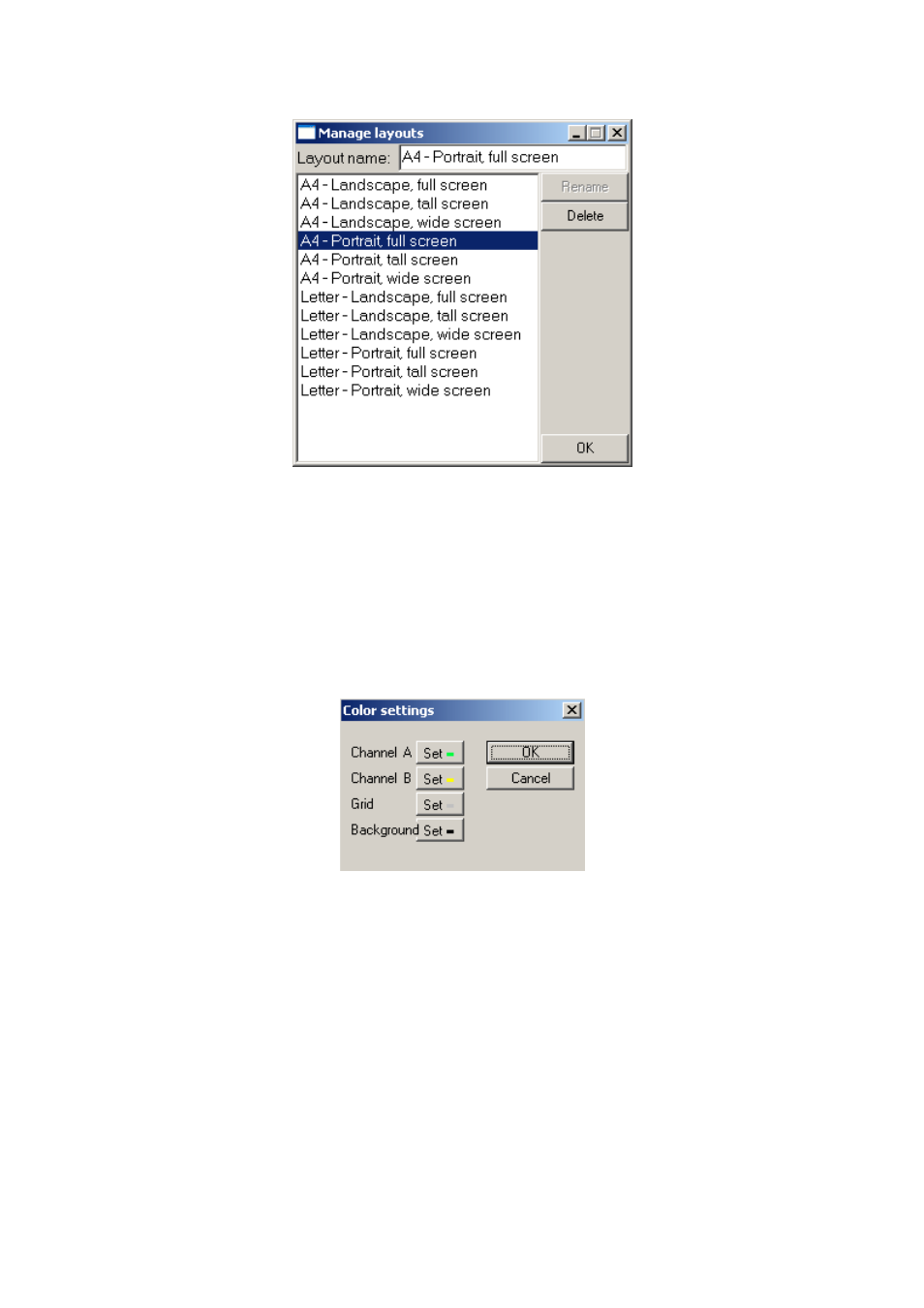 Color settings window, Data file format | Dataman 520 Series User Manual | Page 37 / 39