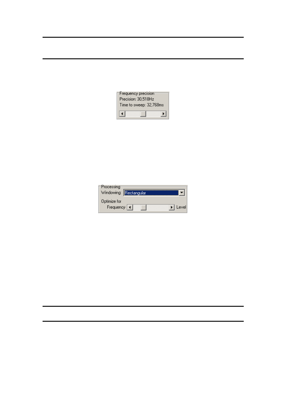 Frequency precision controls, Processing controls, Zoom controls | Dataman 520 Series User Manual | Page 14 / 17