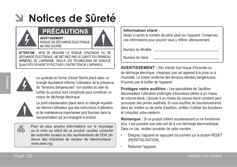 Notices de sûreté | COBY electronic MID8120 User Manual | Page 132 / 136