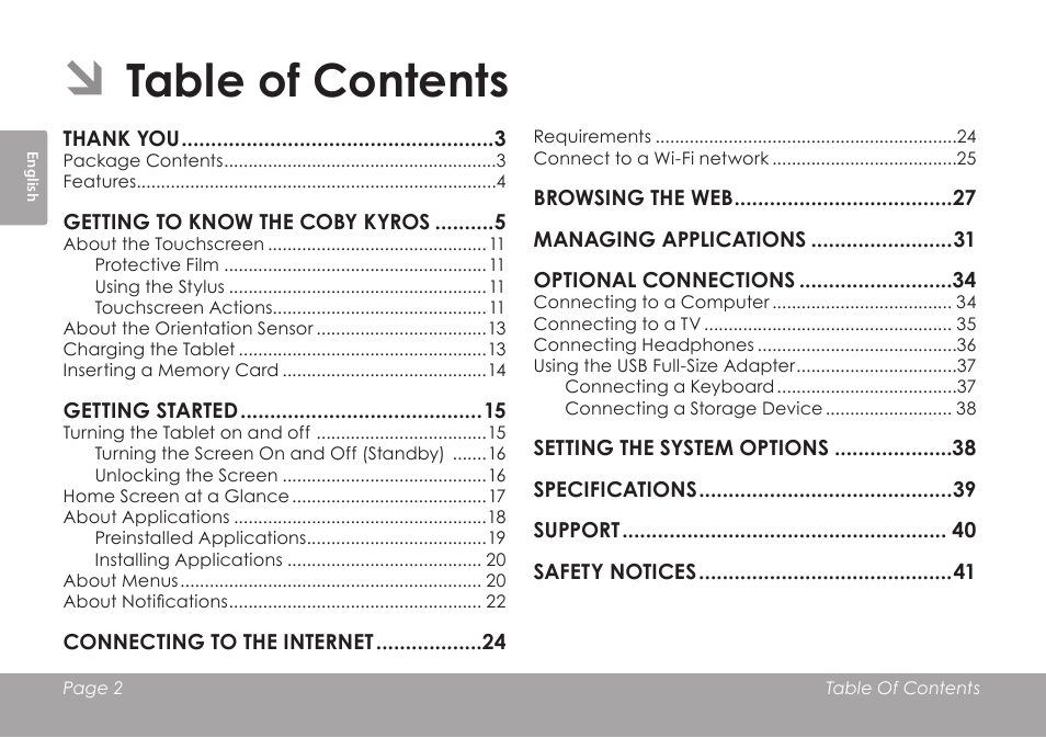COBY electronic MID8120 User Manual | Page 2 / 136