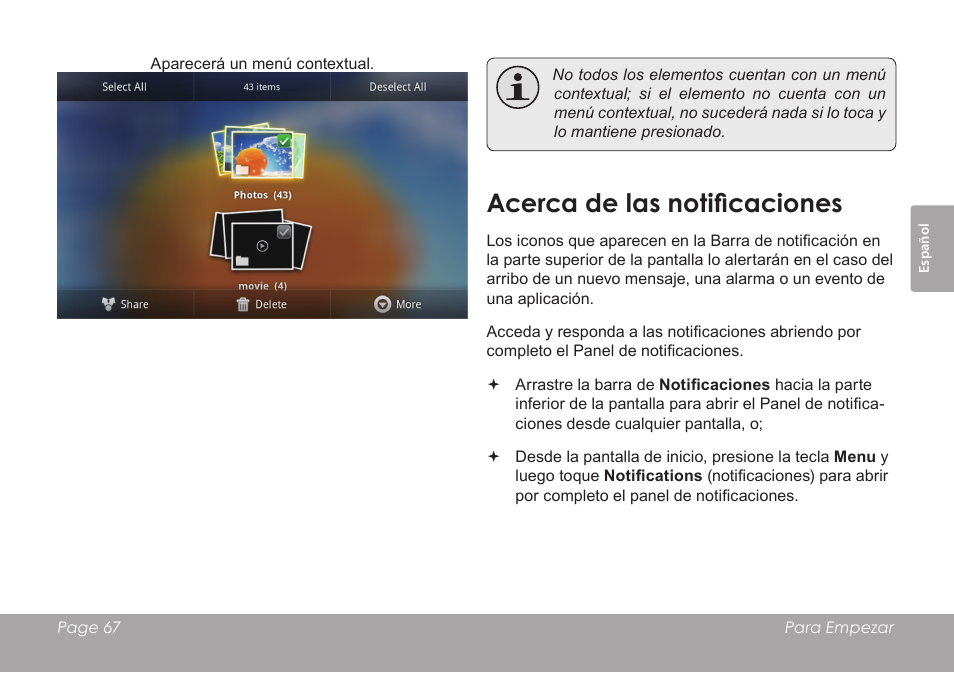 Acerca de las notificaciones | COBY electronic MID8120 User Manual | Page 67 / 136