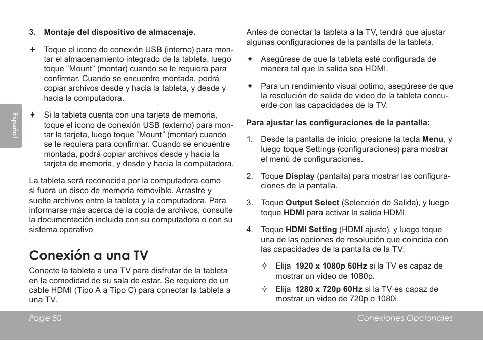 Conexión a una tv | COBY electronic MID8120 User Manual | Page 80 / 136