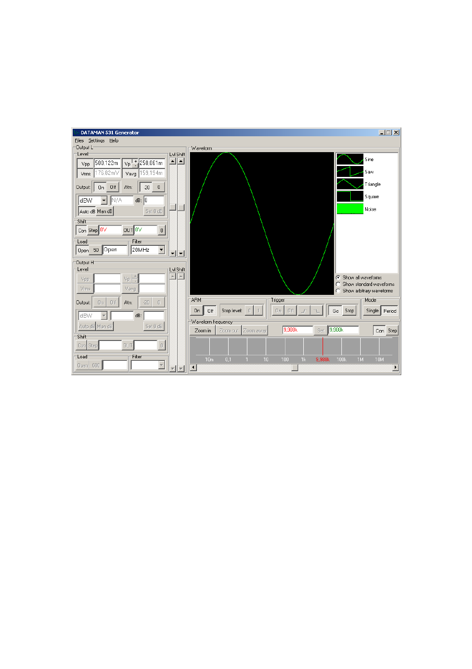 Main window, Controlling settings of the outputs, Fig. 4.1. – the main window | Dataman 530 Series User Manual | Page 13 / 36