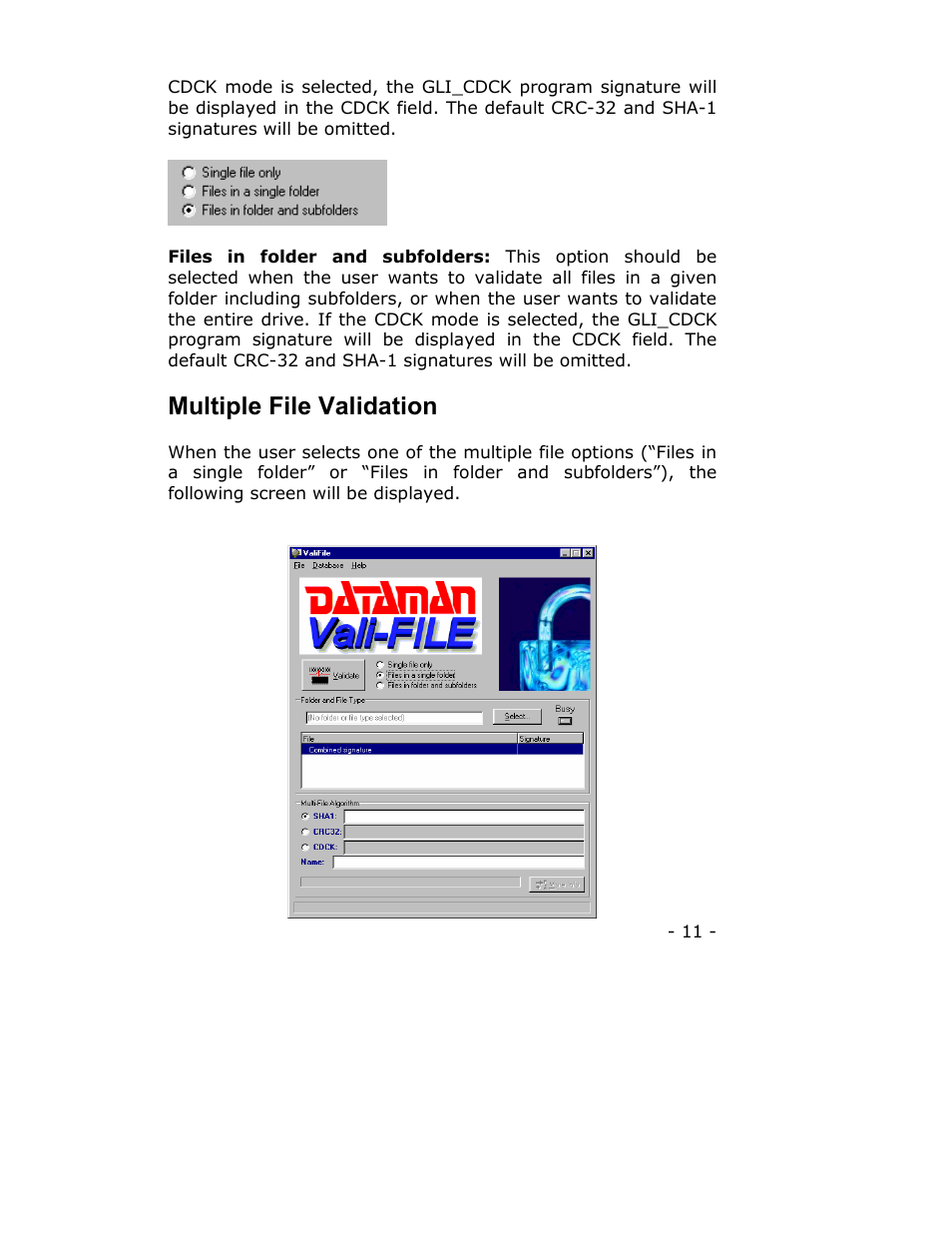 Multiple file validation | Dataman Vali-File 3.0 User Manual | Page 11 / 27