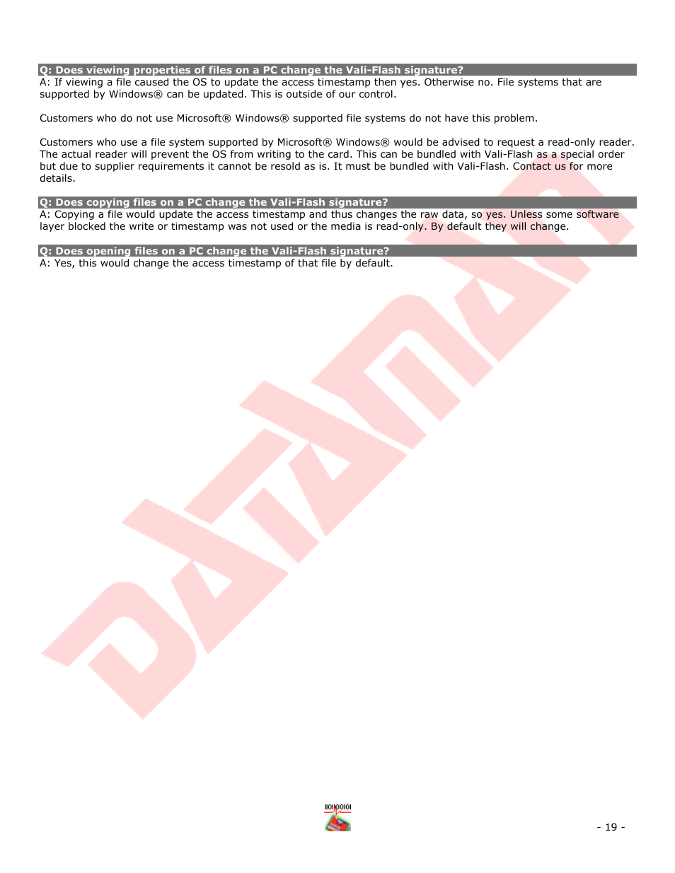 Dataman Vali-Flash 4.1 User Manual | Page 19 / 20