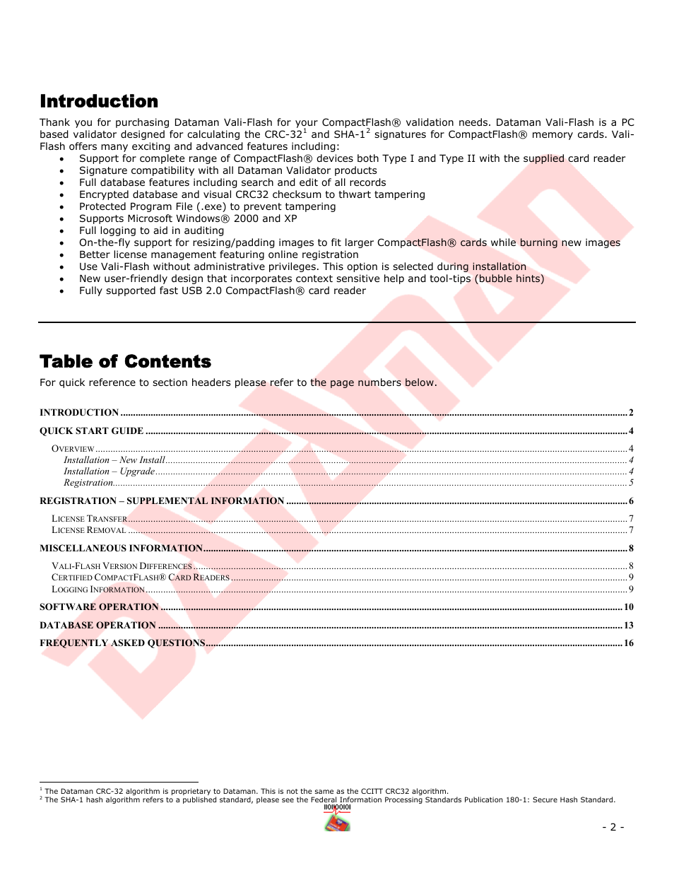 Dataman Vali-Flash 4.1 User Manual | Page 2 / 20