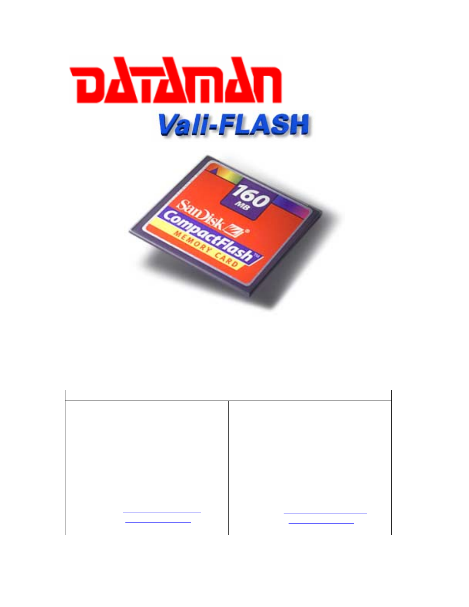 Dataman Vali-Flash 2.0 User Manual | 13 pages