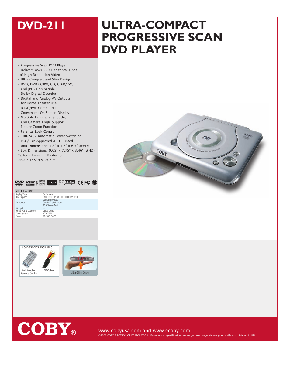 COBY DVD-211 User Manual | 1 page