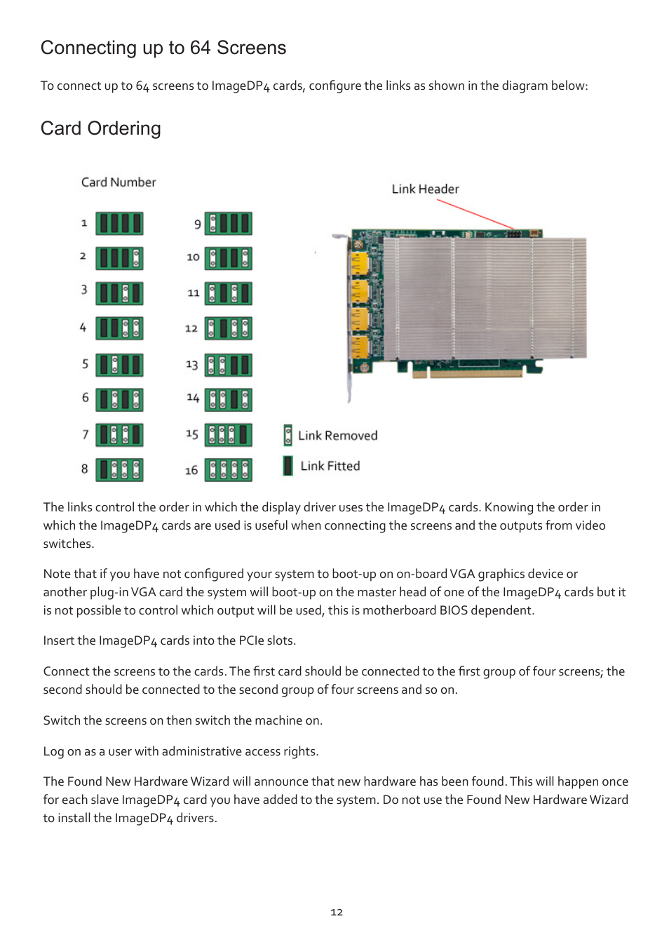 Connecting up to 64 screens, Card ordering | Datapath ImageDP4 User Manual | Page 12 / 22