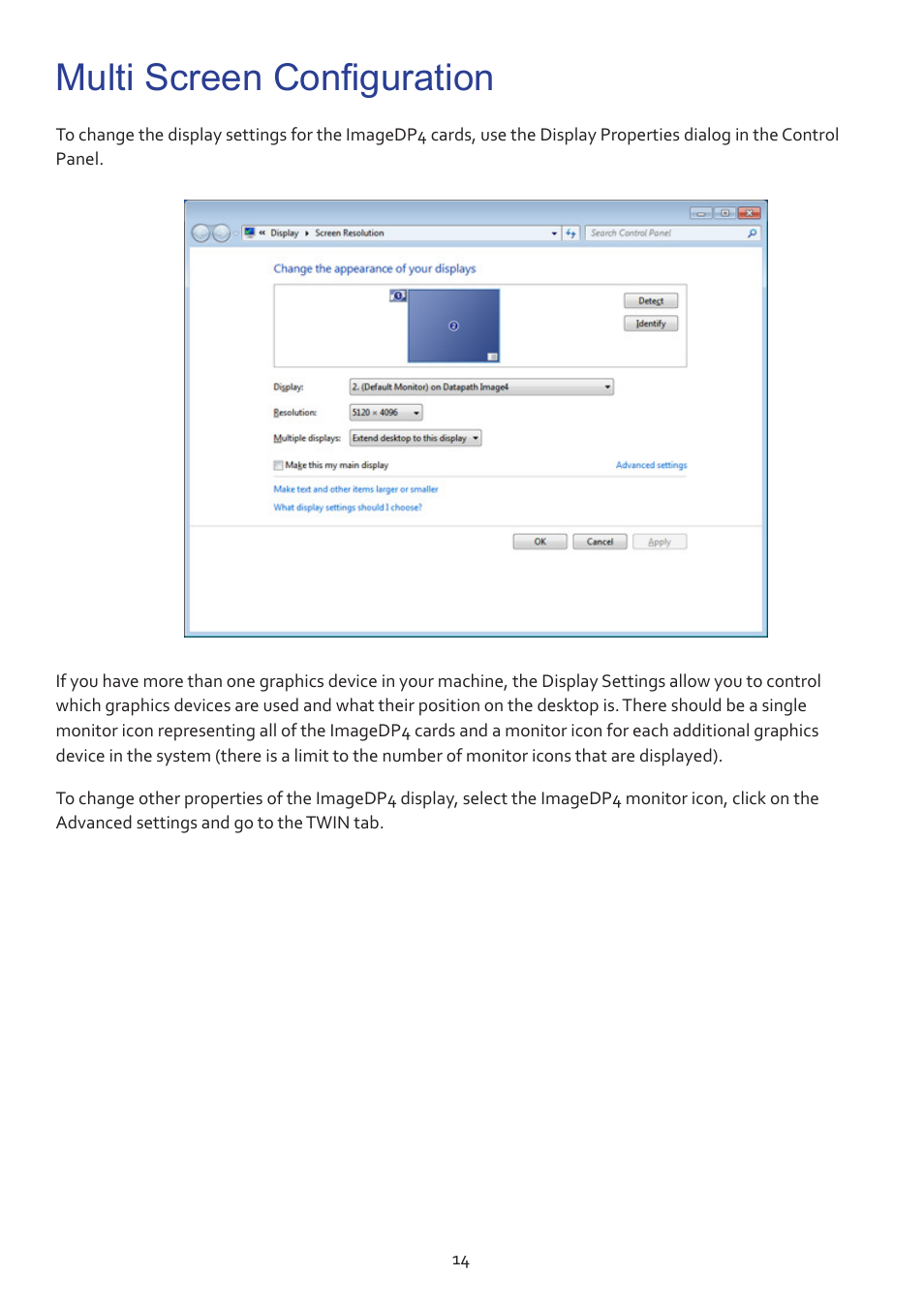Multi screen configuration | Datapath ImageDP4 User Manual | Page 14 / 22