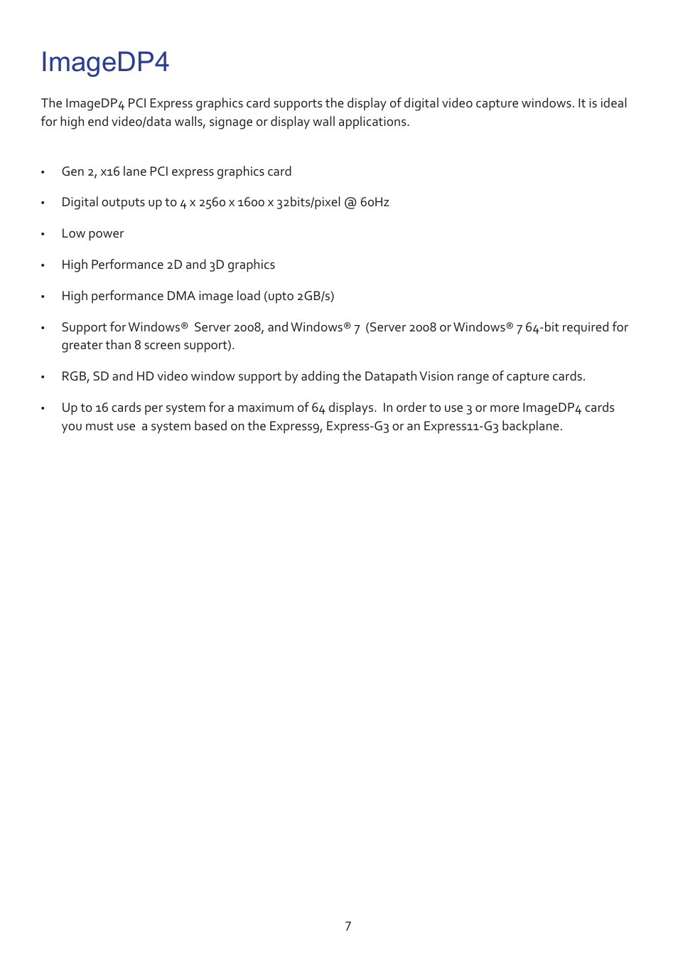 Imagedp4 | Datapath ImageDP4 User Manual | Page 7 / 22
