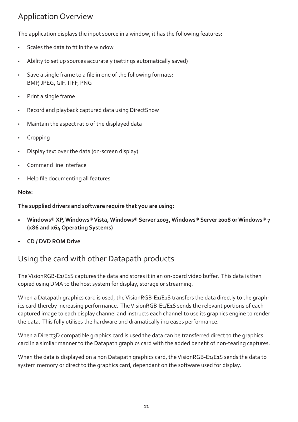 Application overview, Using the card with other datapath products | Datapath Vision User Manual | Page 13 / 70