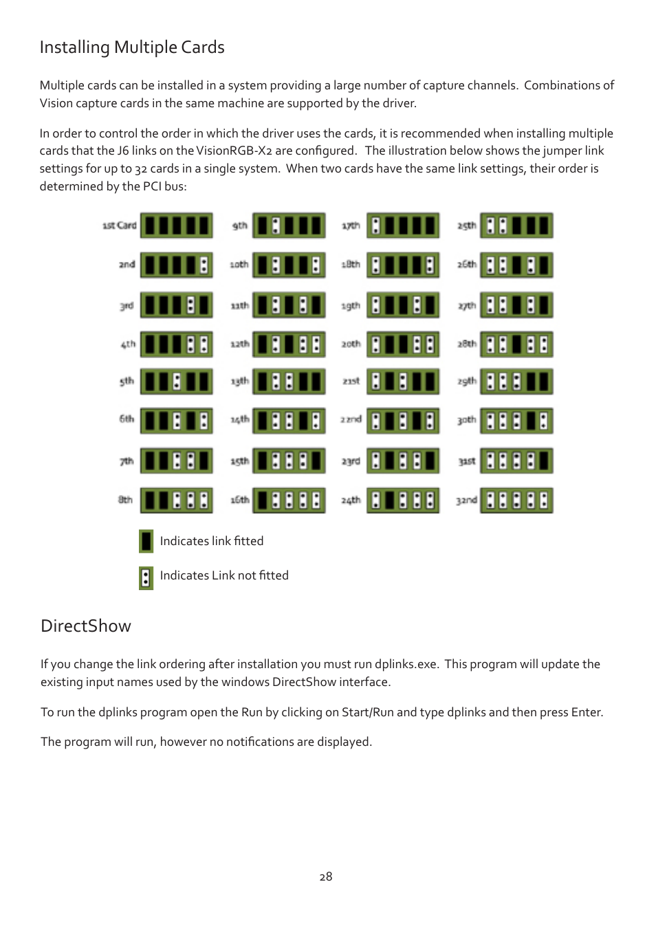 Installing multiple cards, Directshow | Datapath Vision User Manual | Page 30 / 70
