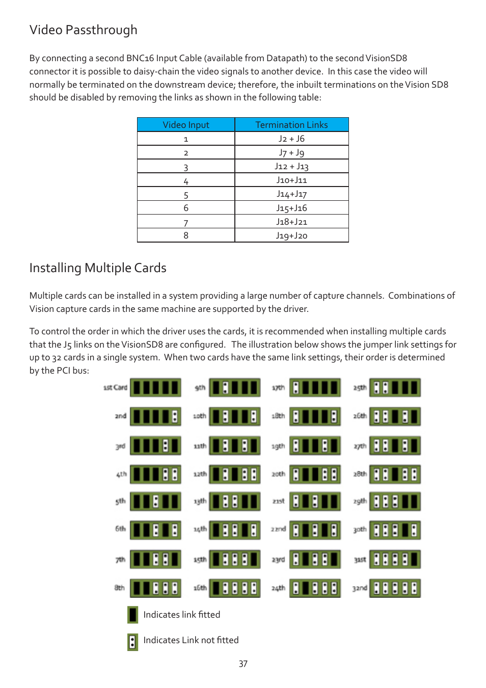 Video passthrough, Installing multiple cards | Datapath Vision User Manual | Page 39 / 70