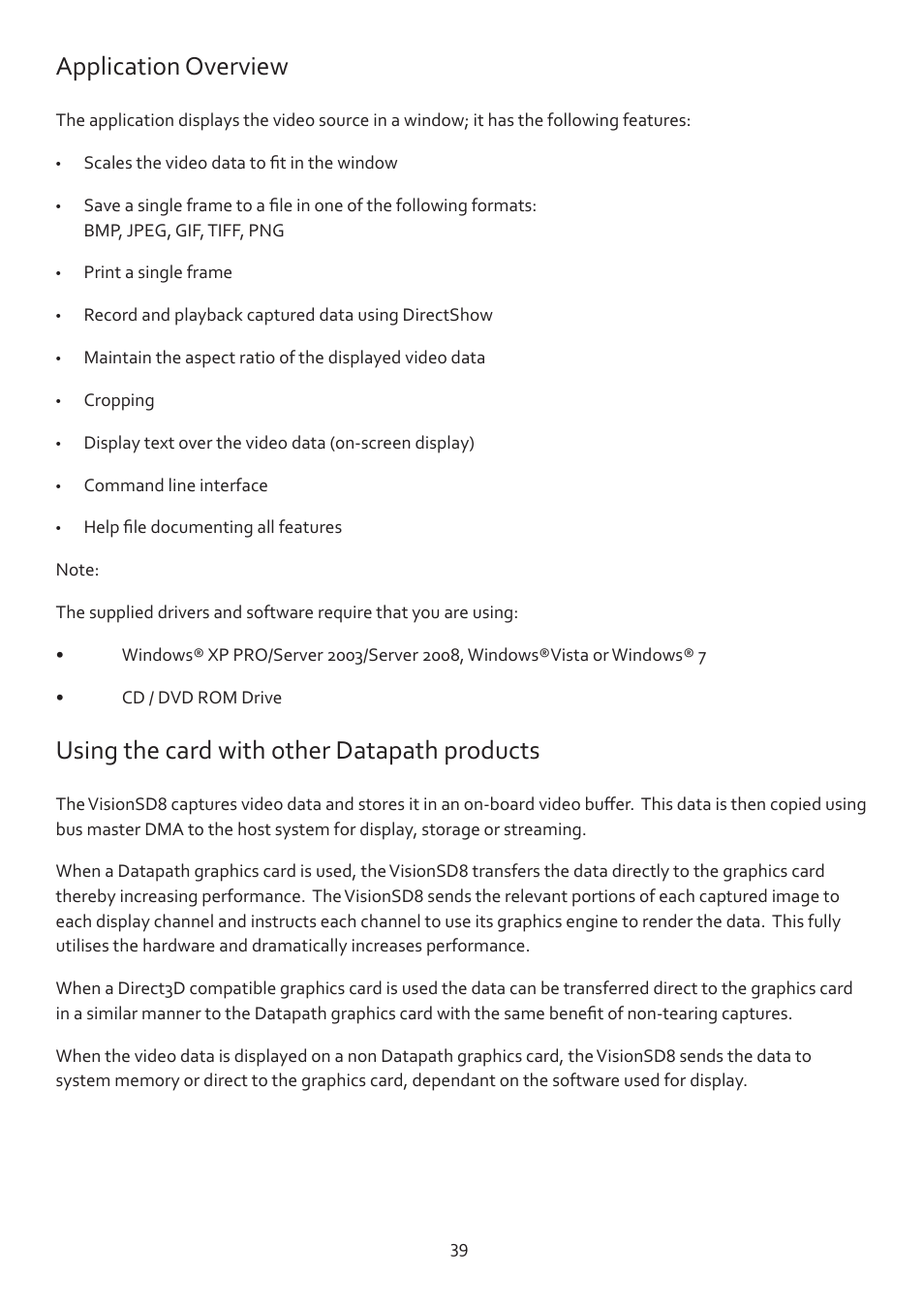 Application overview, Using the card with other datapath products | Datapath Vision User Manual | Page 41 / 70