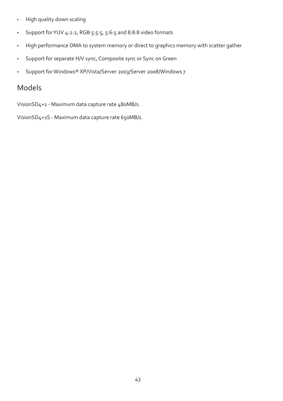 Models | Datapath Vision User Manual | Page 45 / 70