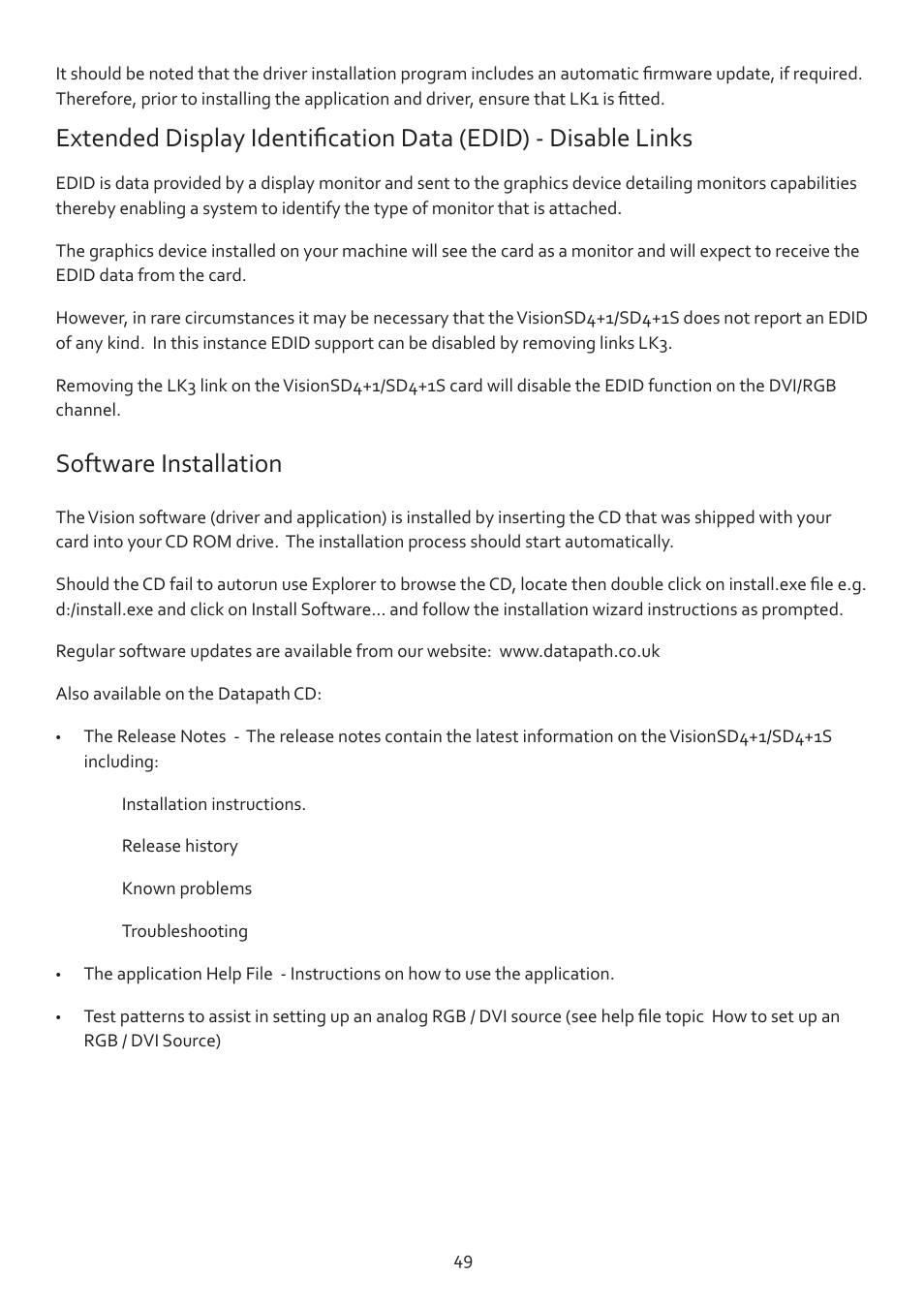 Software installation | Datapath Vision User Manual | Page 51 / 70