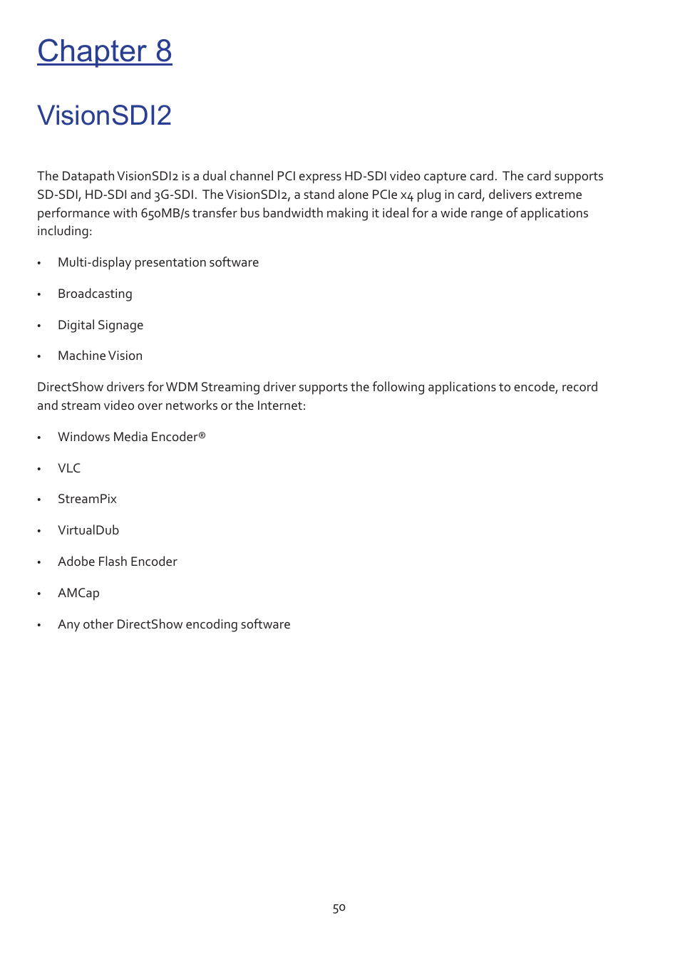 Chapter 8, Visionsdi2 | Datapath Vision User Manual | Page 52 / 70