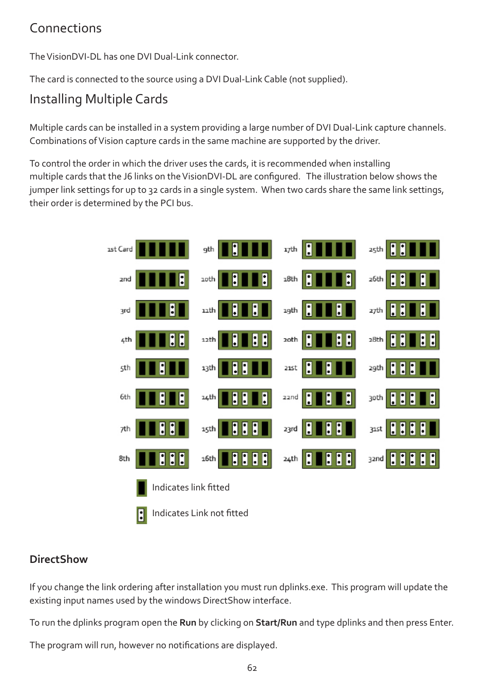 Connections, Installing multiple cards | Datapath Vision User Manual | Page 64 / 70