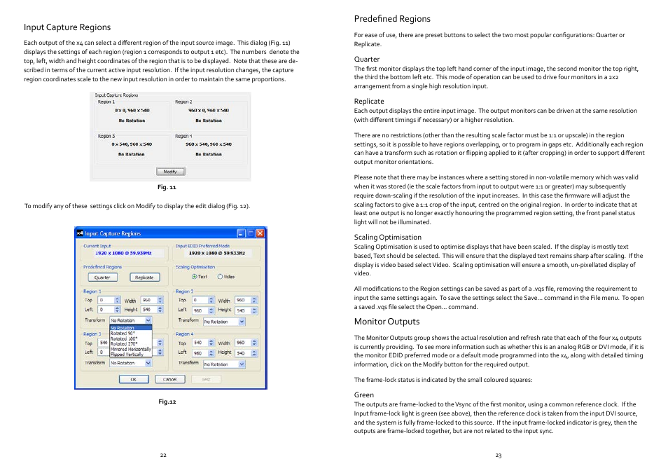 Input capture regions, Monitor outputs | Datapath x4 User Manual | Page 13 / 17
