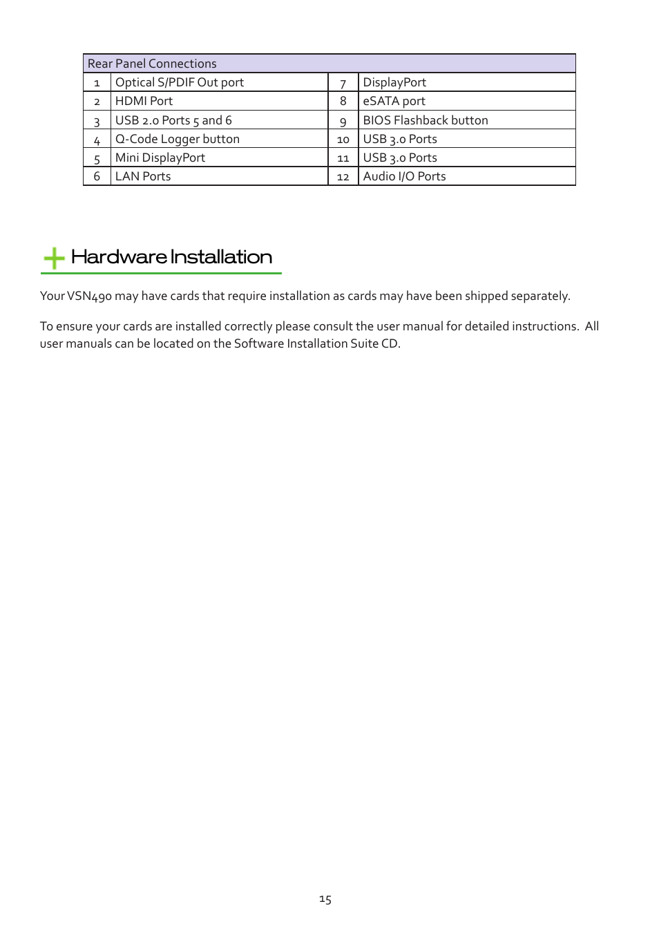 Hardware installation | Datapath VSN490 User Manual | Page 15 / 19