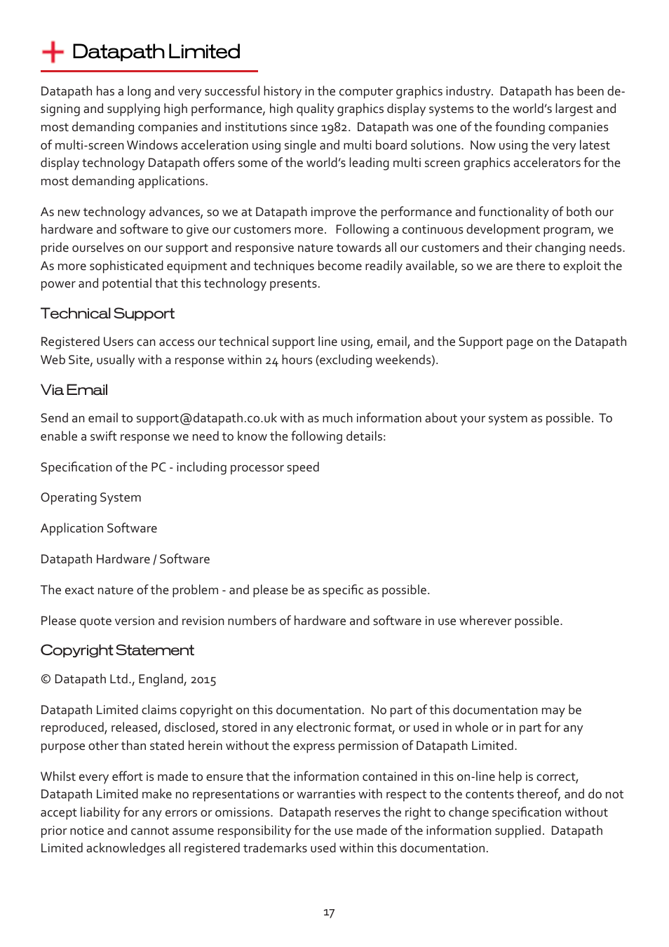 Datapath limited | Datapath VSN490 User Manual | Page 17 / 19