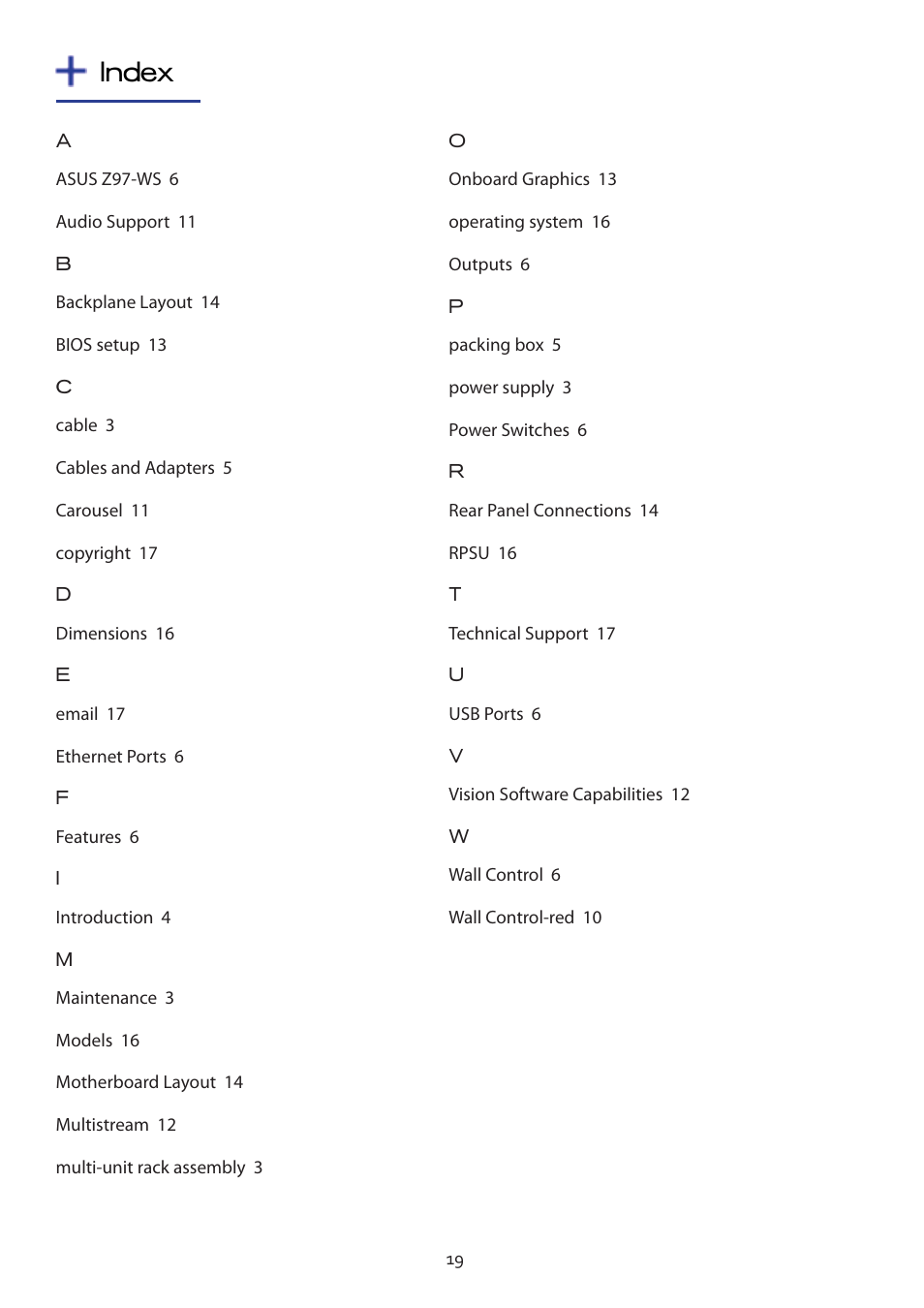 Index | Datapath VSN490 User Manual | Page 19 / 19