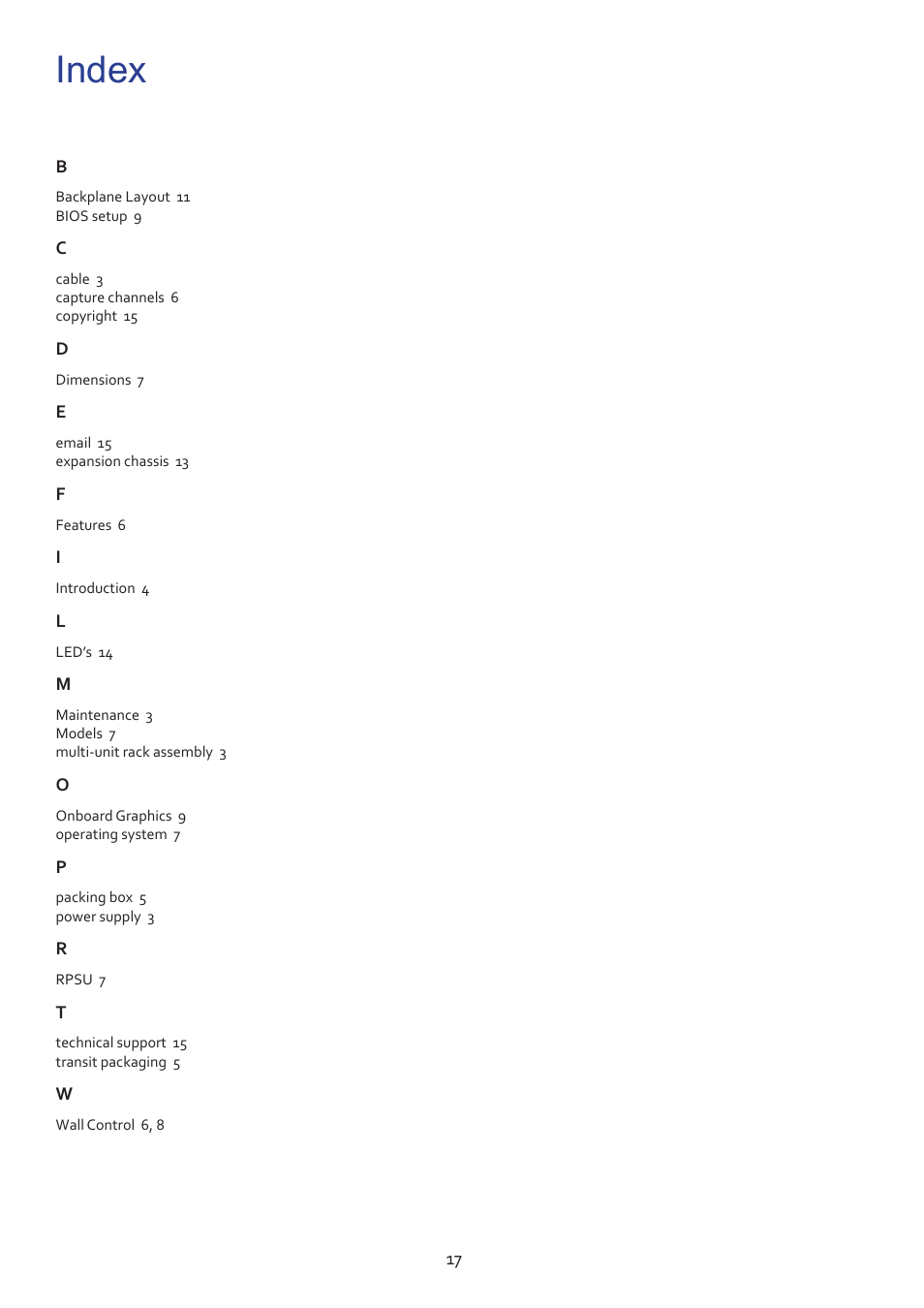 Index | Datapath VSN990 User Manual | Page 17 / 17