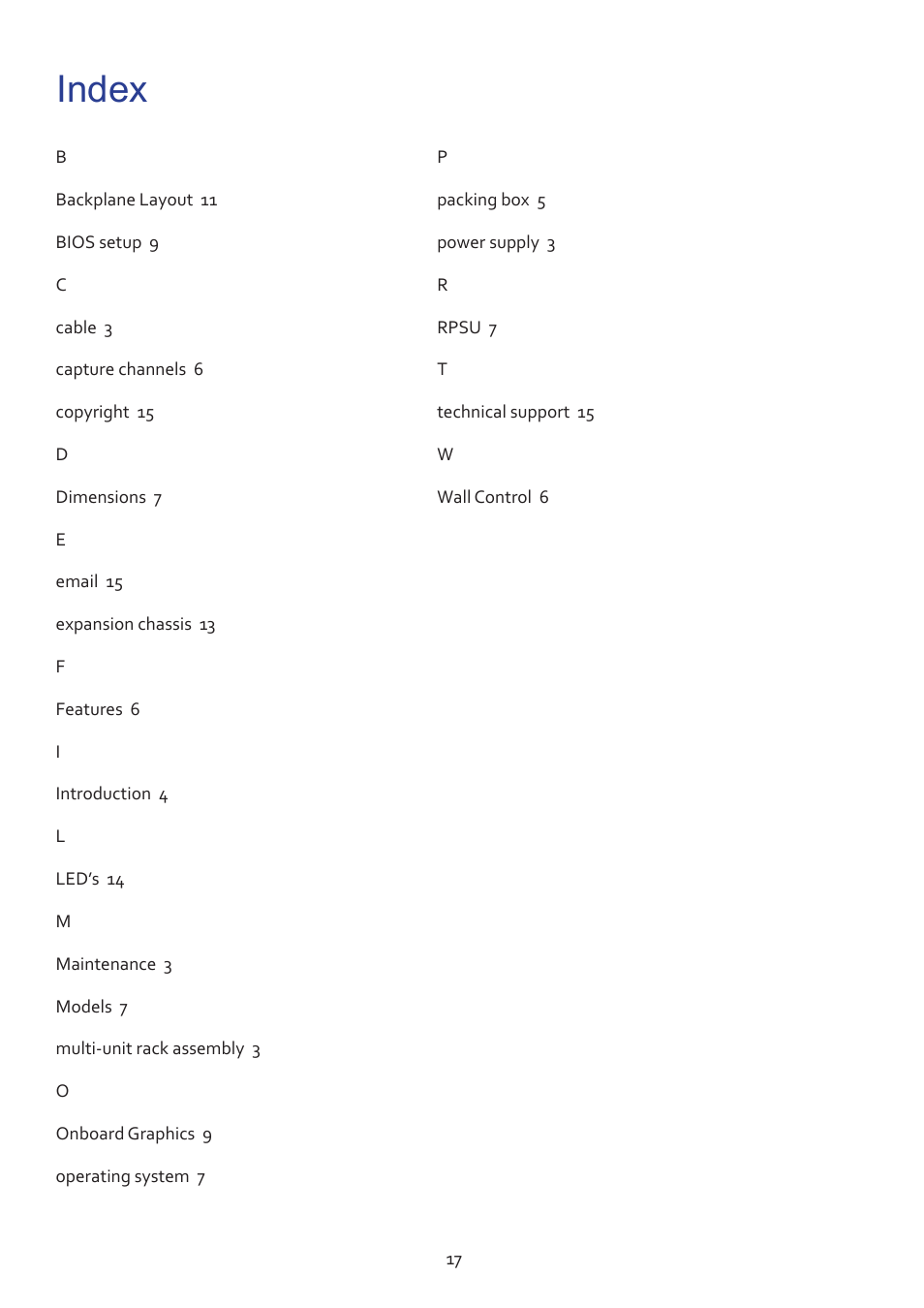 Index | Datapath VSN1170 User Manual | Page 17 / 17