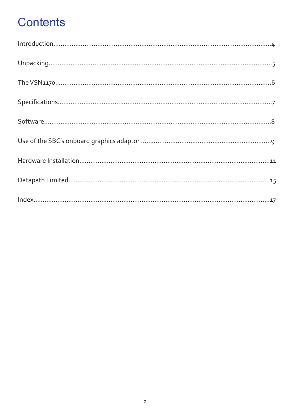 Datapath VSN1170 User Manual | Page 2 / 17