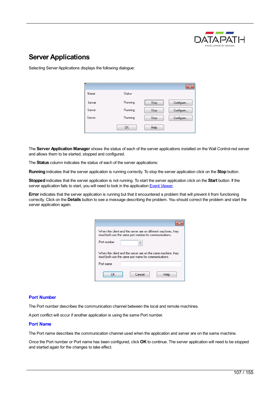 Server applications | Datapath Wall Control User Manual | Page 107 / 155