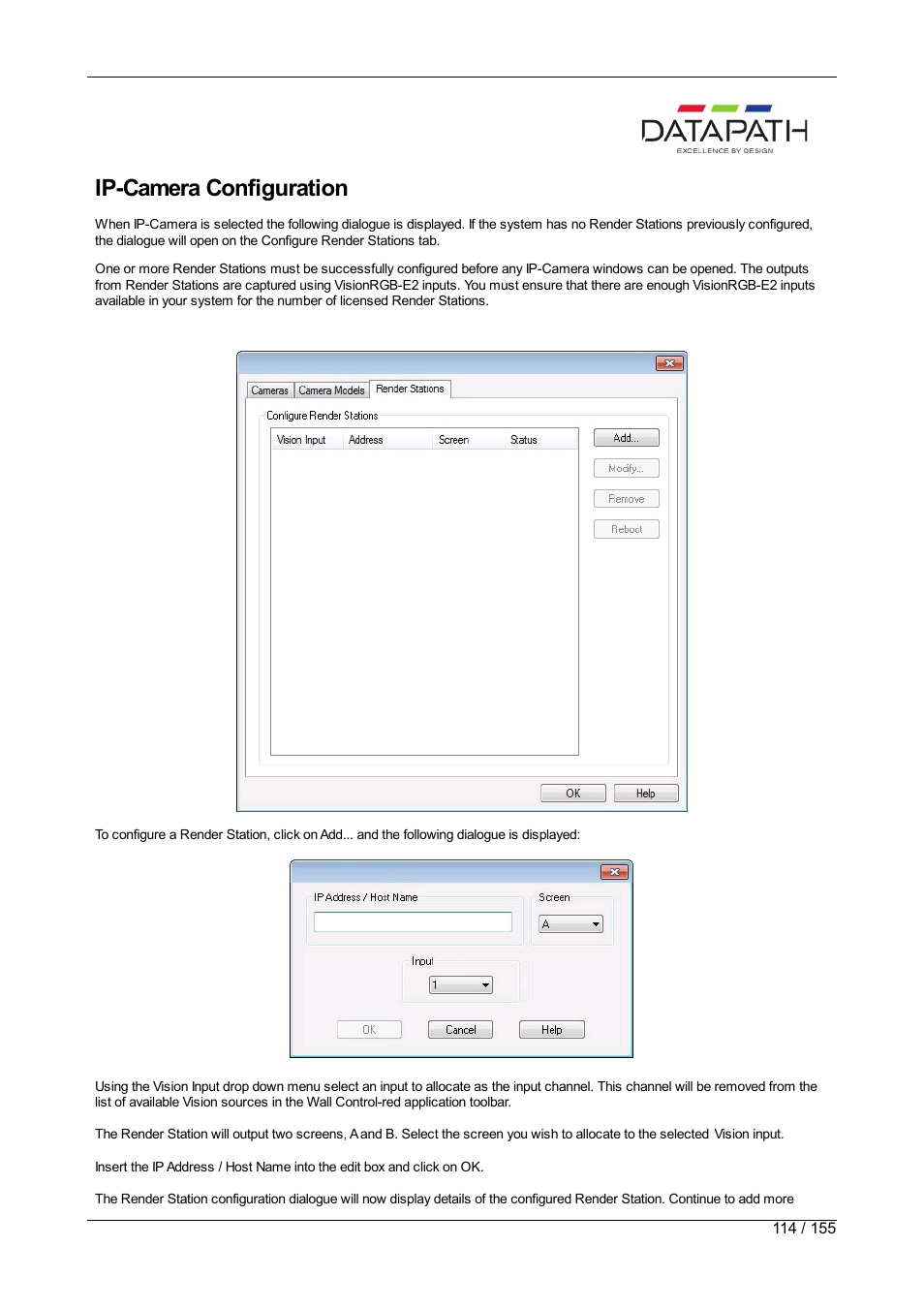 Ip-camera, Ip-camera configuration | Datapath Wall Control User Manual | Page 114 / 155