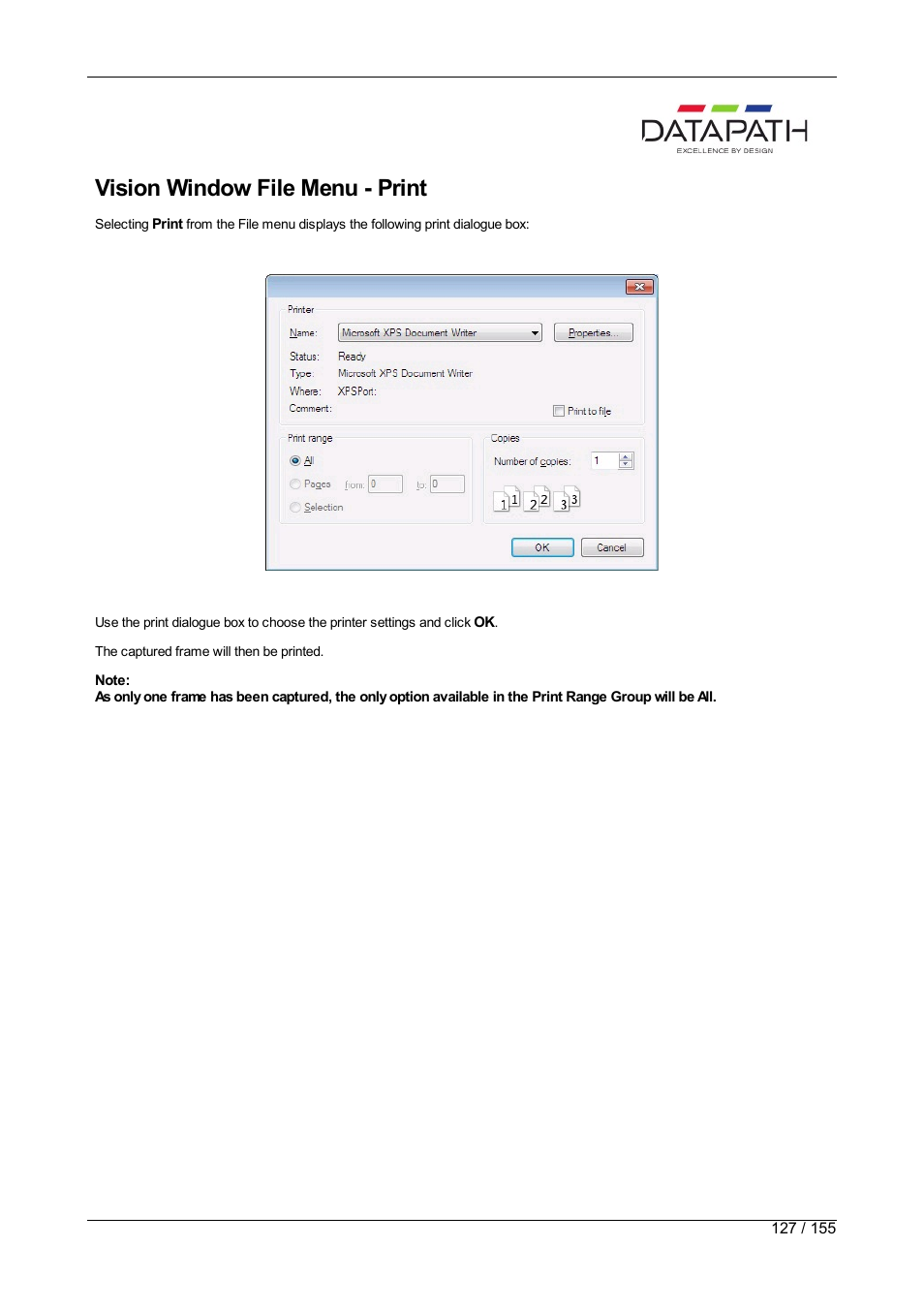 Print, Vision window file menu - print | Datapath Wall Control User Manual | Page 127 / 155