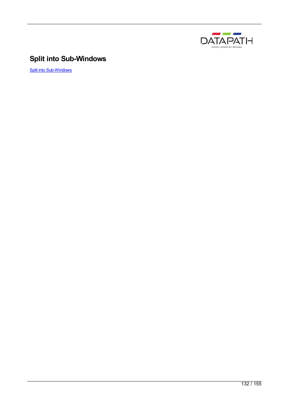 Split into sub-windows | Datapath Wall Control User Manual | Page 132 / 155