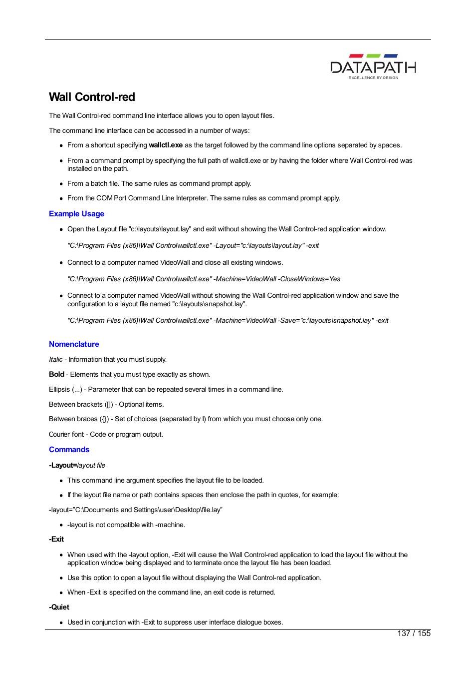 Wall control-red | Datapath Wall Control User Manual | Page 137 / 155