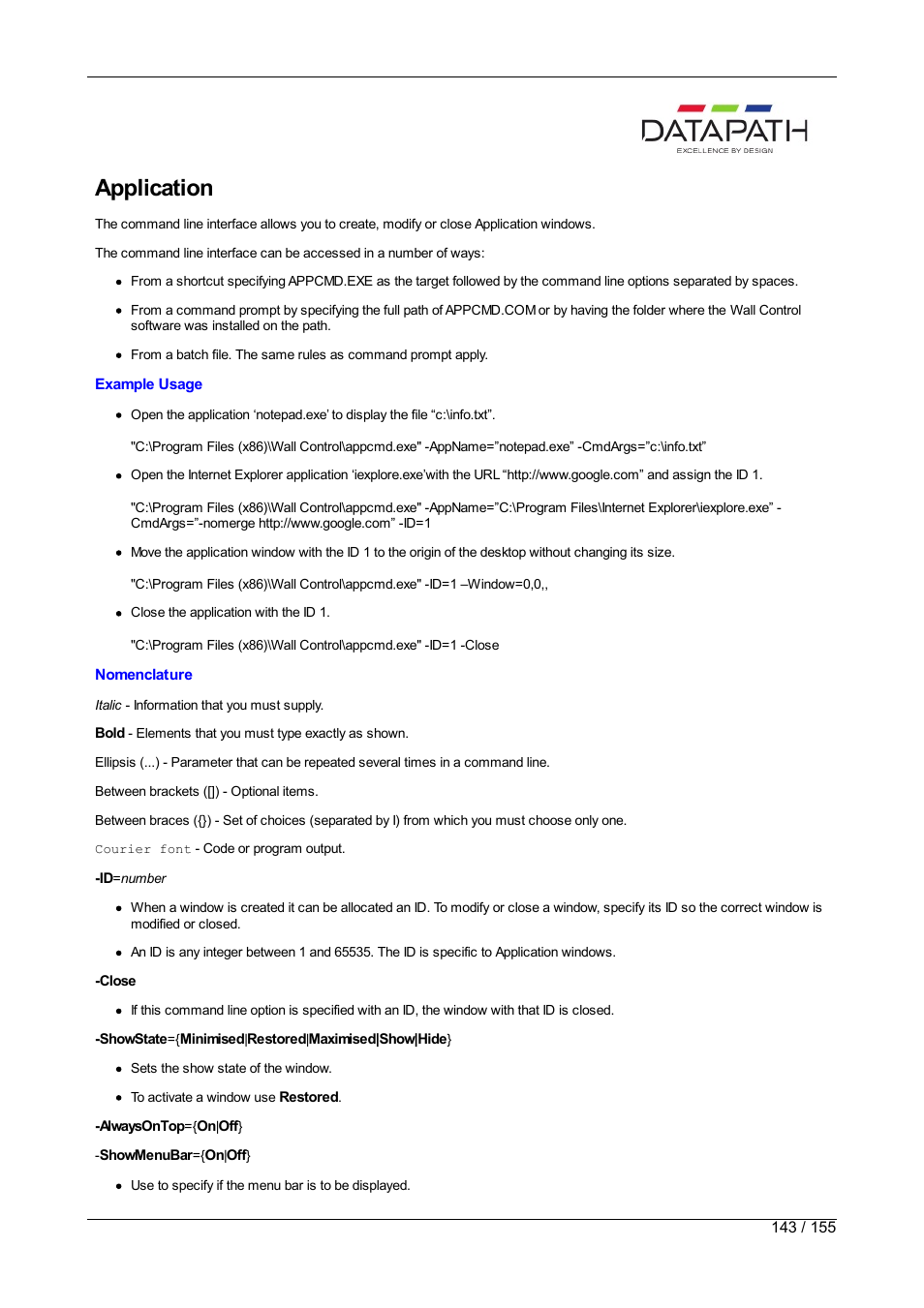 Application | Datapath Wall Control User Manual | Page 143 / 155