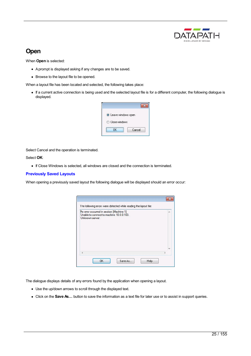 Open | Datapath Wall Control User Manual | Page 25 / 155